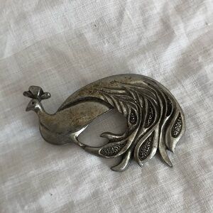 Vtg 1987 Seagull Pewter Peacock Brooch